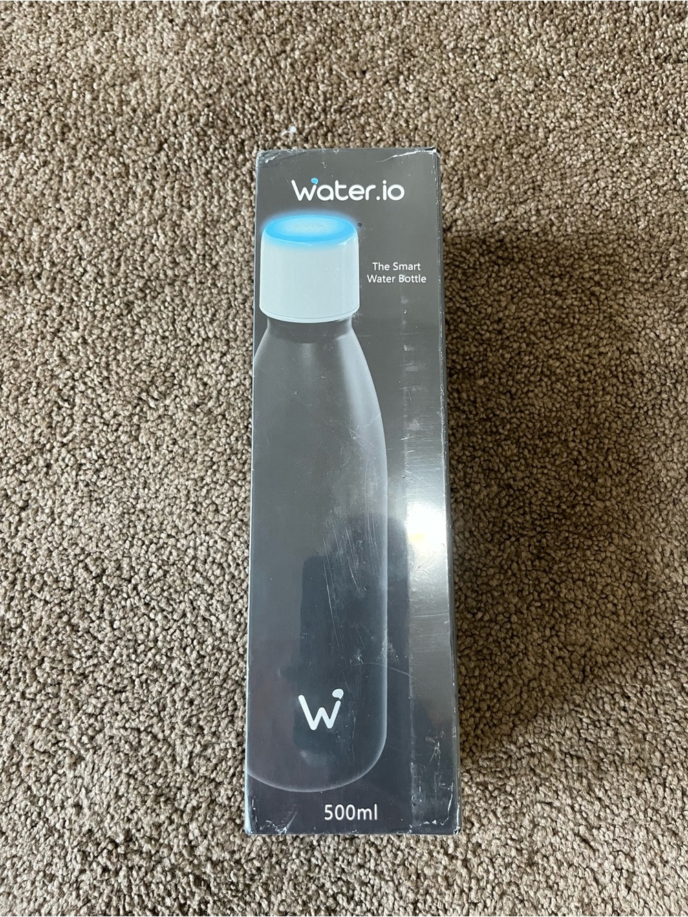 Smart Water Bottle - Black with White Cap